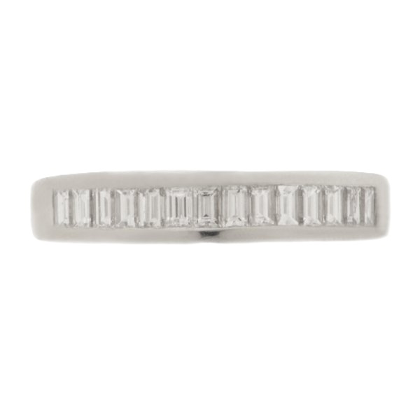 Classic baguette cut diamond channel set half eternity ring wedding band diamonds platinum gold