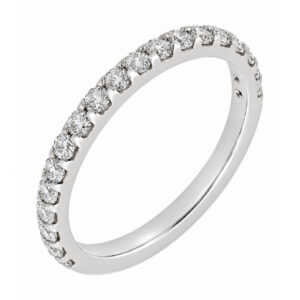 classic 2.5mm width diamond half full eternity ring claw set round brilliant cut diamonds 33% 50% coverage platinum gold