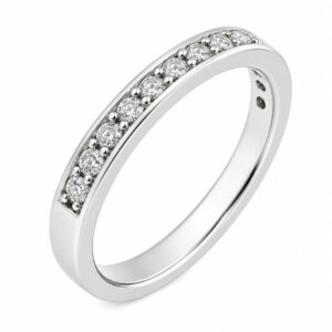 classic 2.5mm width diamond half eternity ring grain set round brilliant cut diamonds platinum gold