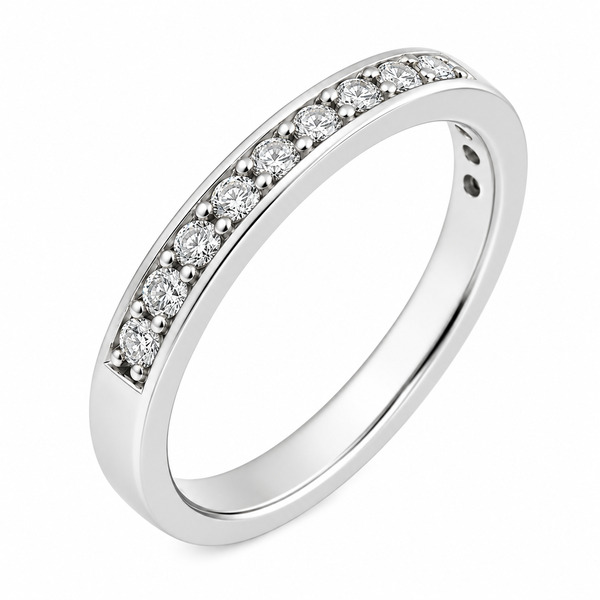 classic 2.5mm width diamond half eternity ring grain set round brilliant cut diamonds platinum gold