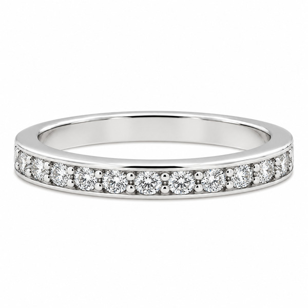 classic 2.5mm width diamond half eternity ring grain set round brilliant cut diamonds platinum gold