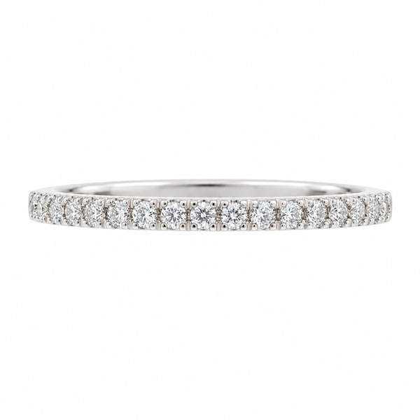 classic slim 2mm width diamond half eternity ring claw set round brilliant cut diamonds 33% 50% coverage platinum gold