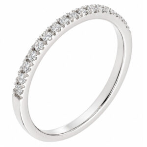 classic slim 2mm width diamond half eternity ring claw set round brilliant cut diamonds 33% 50% coverage platinum gold