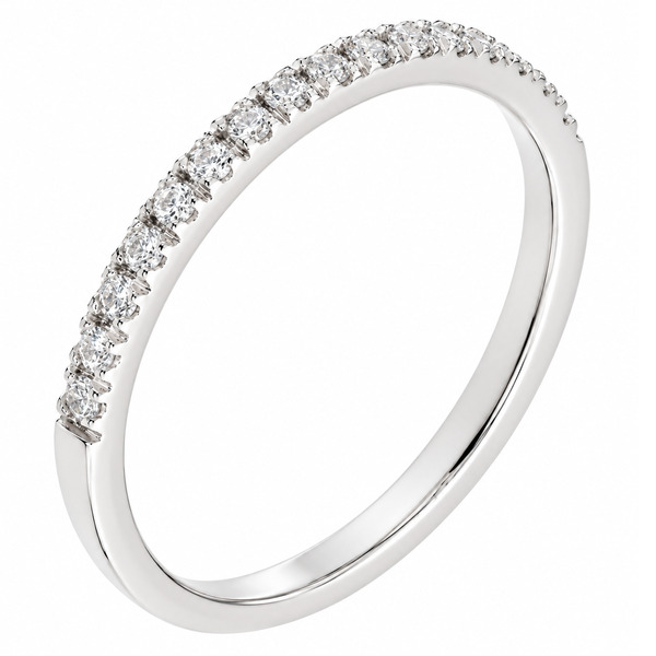 classic slim 2mm width diamond half eternity ring claw set round brilliant cut diamonds 33% 50% coverage platinum gold