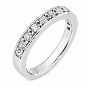 classic 3.5mm width diamond half eternity ring grain set 0.05ct round brilliant cut diamonds platinum gold
