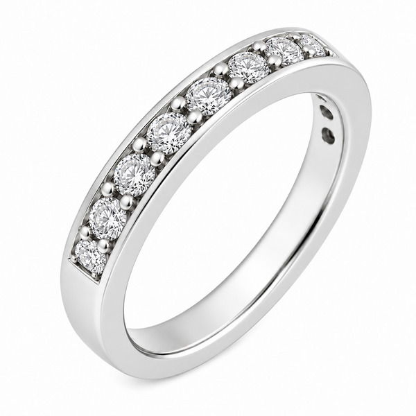 classic 3.5mm width diamond half eternity ring grain set 0.05ct round brilliant cut diamonds platinum gold
