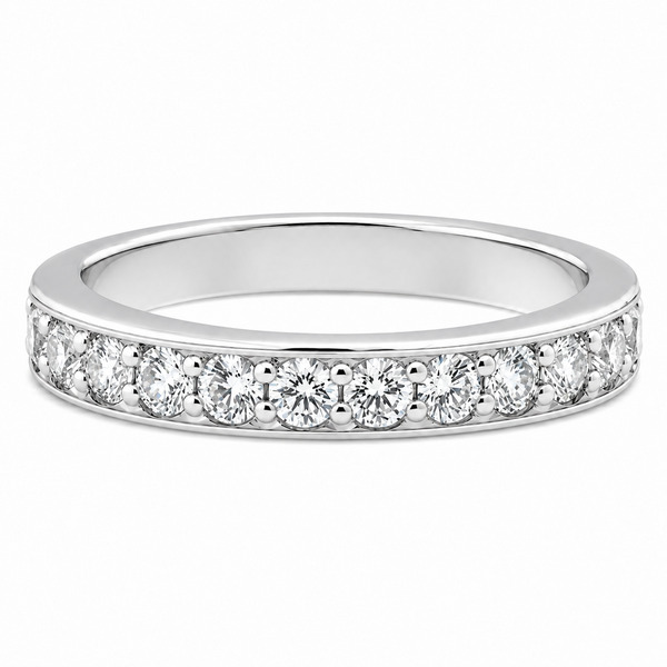 classic 3.5mm width diamond half eternity ring grain set 0.05ct round brilliant cut diamonds platinum gold