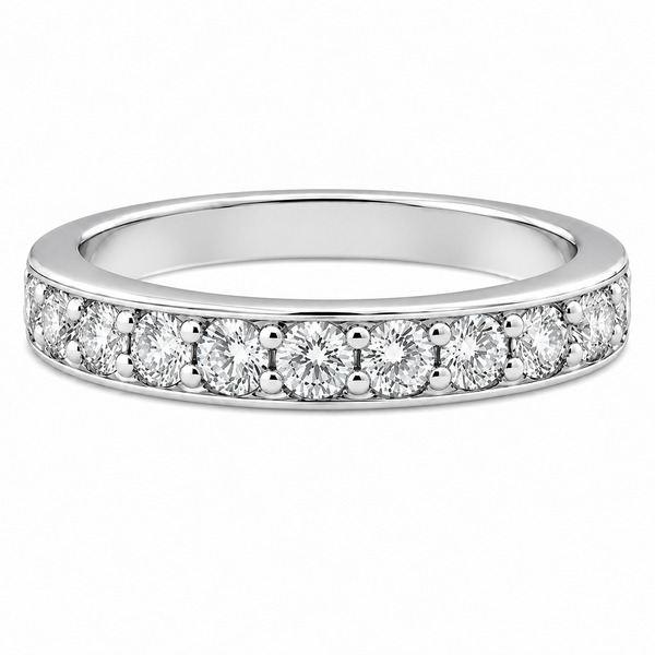 classic 4mm width diamond half eternity ring grain set 0.10ct round brilliant cut diamonds platinum gold