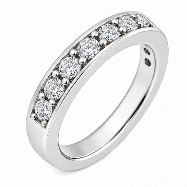 classic 4mm width diamond half eternity ring grain set 0.10ct round brilliant cut diamonds platinum gold