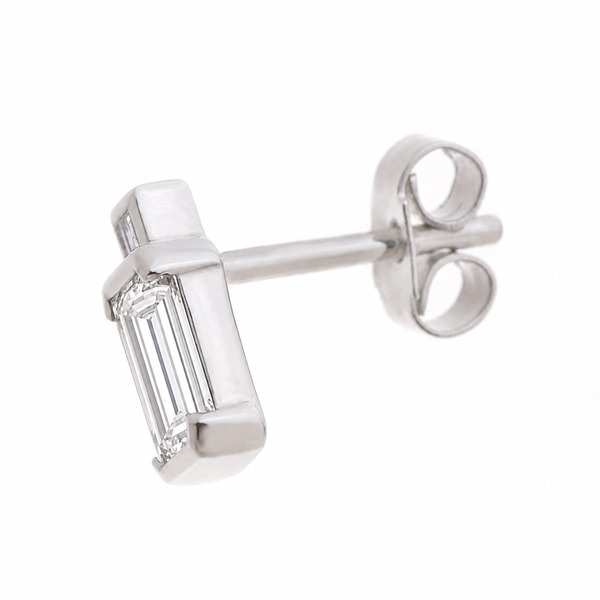 Art Deco style octagon step Emerald & carre Cut shape natural stud Diamond Earrings platinum gold