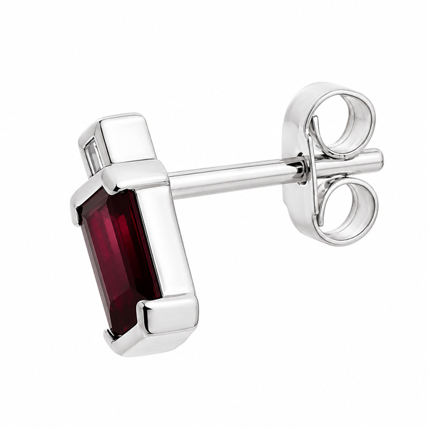 Art Deco style Emerald octagon step cut Ruby Rubies & Carre Cut shape natural Diamond Earrings platinum gold