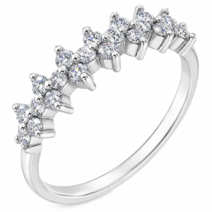 Bibi modern modernist designer three 3 row round brilliant cut claw set diamond eternity ring platinum gold
