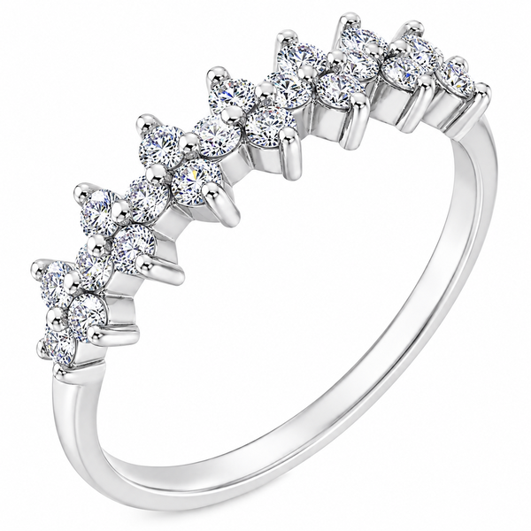Bibi modern modernist designer three 3 row round brilliant cut claw set diamond eternity ring platinum gold