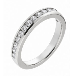 classic 2.5mm width diamond half eternity ring channel set round brilliant cut diamonds platinum gold