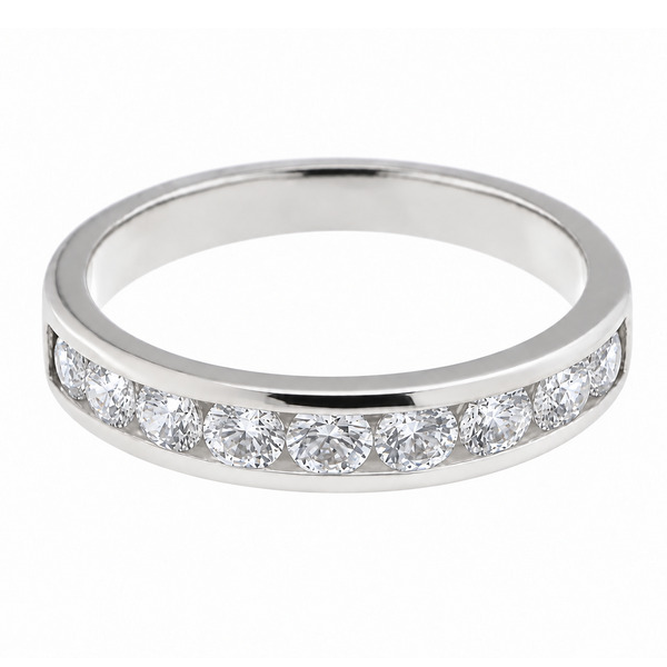 classic 3.5mm width diamond half eternity ring channel set 0.05ct round brilliant cut diamonds platinum gold