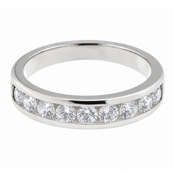 classic 4mm width diamond half eternity ring channel set 0.10ct round brilliant cut diamonds platinum gold