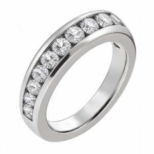 classic 5mm width diamond half eternity ring channel set 0.15ct round brilliant cut diamonds platinum gold