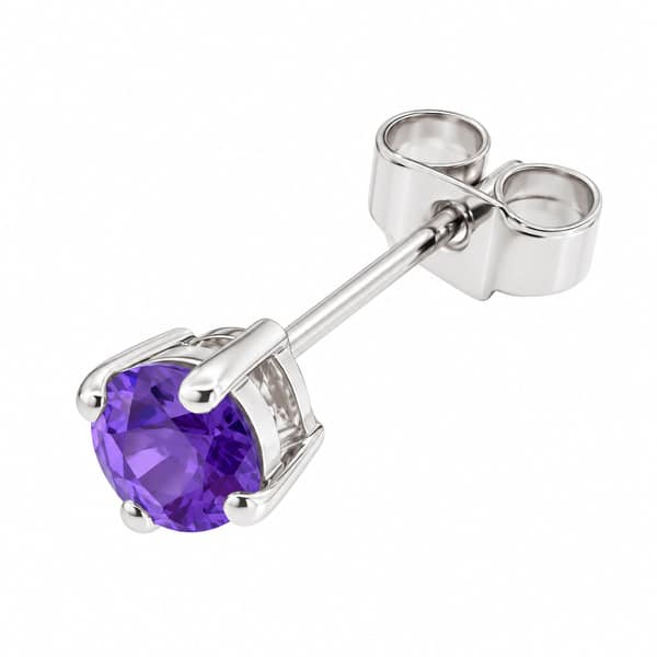 Four claw stud or solitaire style earrings round shape cut tanzanite tanzanites platinum gold