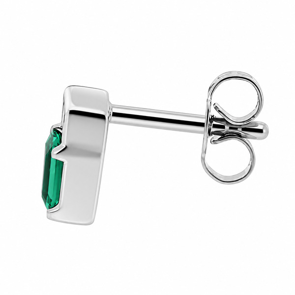 Art Deco style Emerald step cut green emerald & Baguette Cut shape natural Diamond Earrings platinum gold