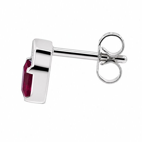 Art Deco style Emerald step cut Ruby Rubies & Baguette Cut shape natural Diamond Earrings platinum gold