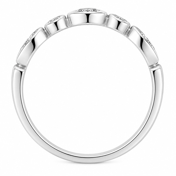 Essi fancy shaped marquise shape round brilliant cut diamond vintage style half eternity ring platinum gold