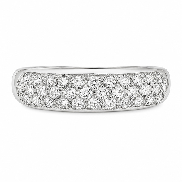 modern modernist designer three 3 row round brilliant cut grain set pave diamond eternity ring platinum gold