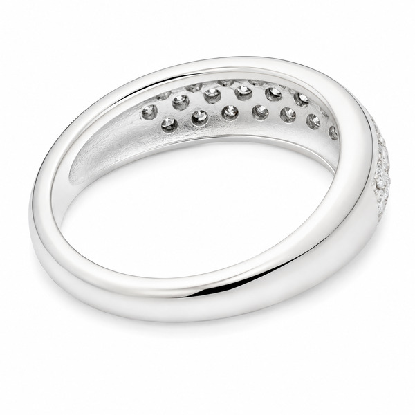 modern modernist designer three 3 row round brilliant cut grain set pave diamond eternity ring platinum gold