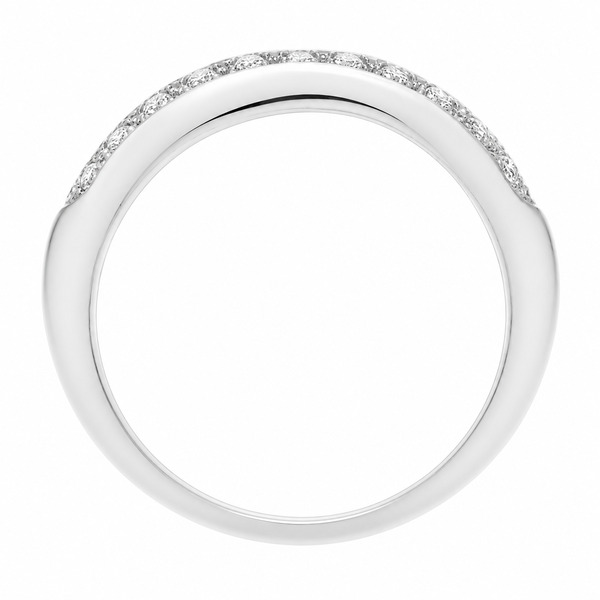 modern modernist designer three 3 row round brilliant cut grain set pave diamond eternity ring platinum gold