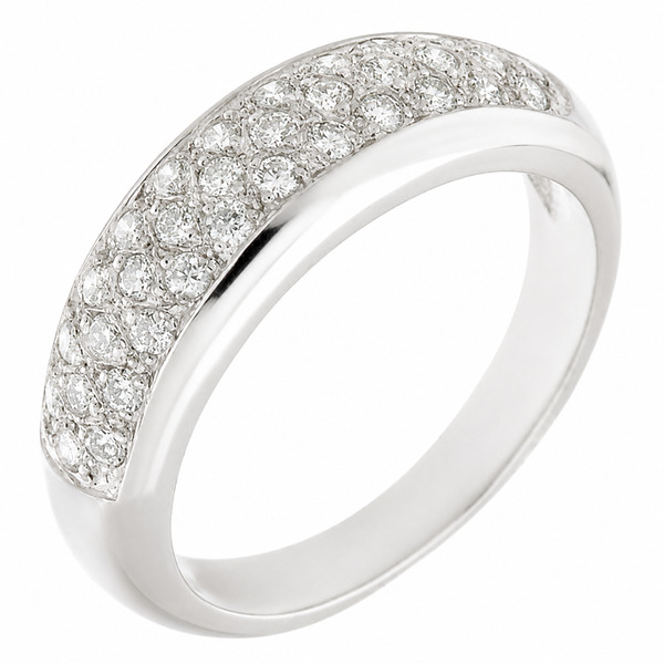 modern modernist designer three 3 row round brilliant cut grain set pave diamond eternity ring platinum gold