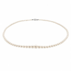 Graduated Akoya Seawater Cultured White Pearl Necklace white yellow gold necklet