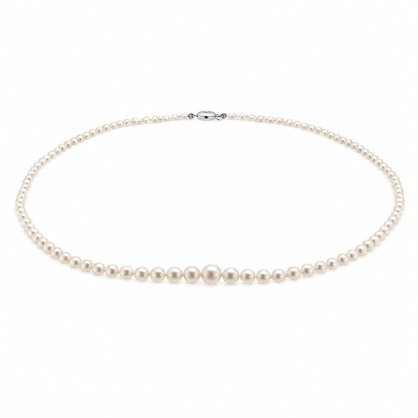 Graduated Akoya Seawater Cultured White Pearl Necklace white yellow gold necklet