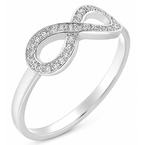 modern designer infinity symbol round brilliant cut diamond half eternity ring platinum gold