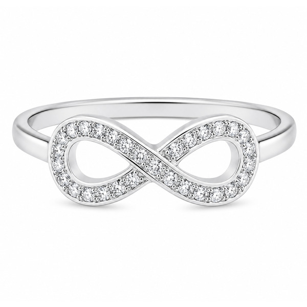 modern designer infinity symbol round brilliant cut diamond half eternity ring platinum gold