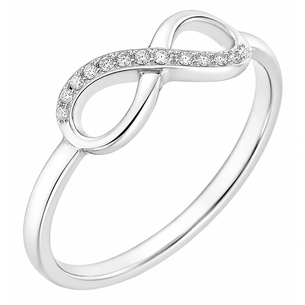 modern design infinity symbol round brilliant cut diamond half eternity ring platinum gold