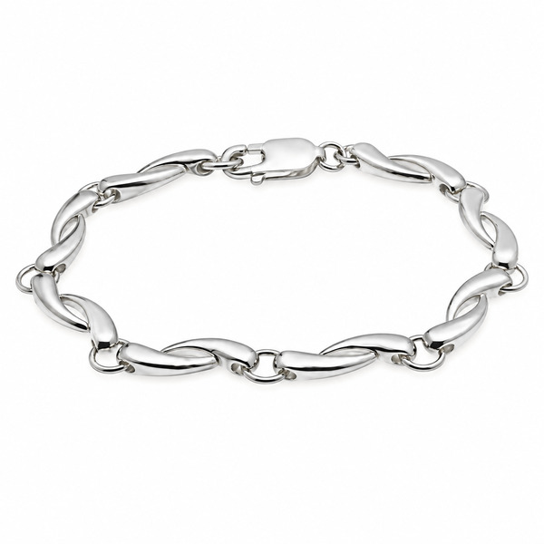 A filigree style bracelet with a modern design designer silver platinum gold