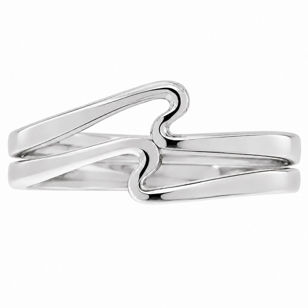 Modernist white yellow gold designer wave design ring crossover platinum modern contemporary