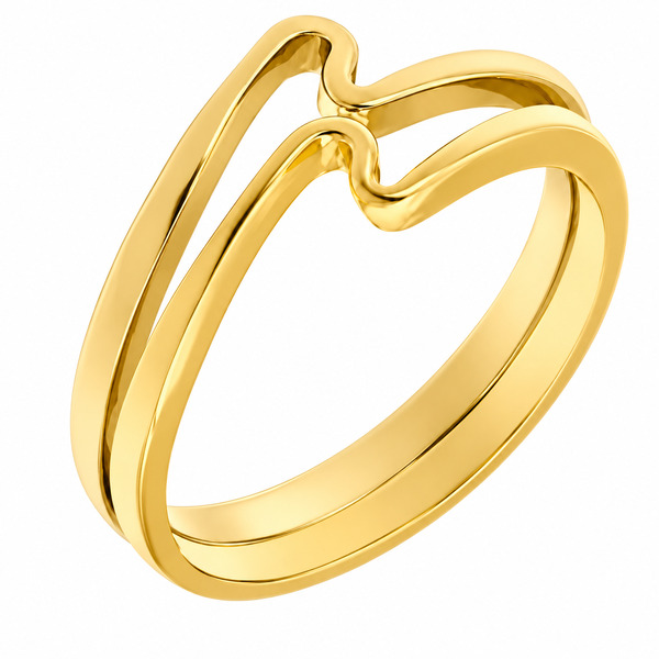 Modernist white yellow gold designer wave design ring crossover platinum modern contemporary