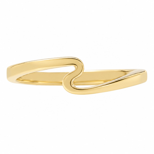 Modernist yellow gold designer wave design stoneless ring crossover platinum modern contemporary
