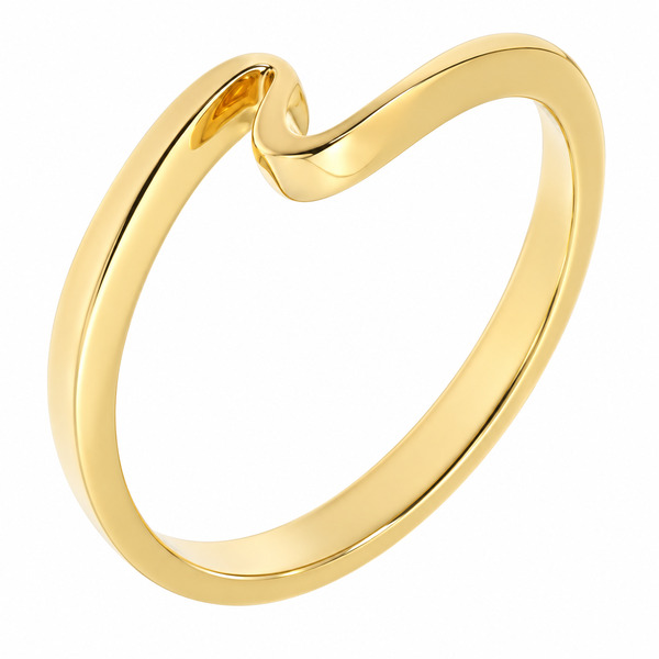 Modernist yellow gold designer wave design stoneless ring crossover platinum modern contemporary