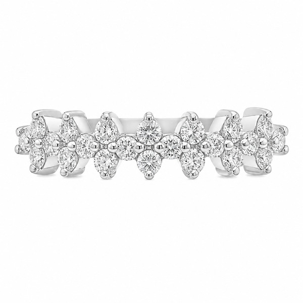 Bibi modern modernist designer three 3 row round brilliant cut claw set diamond eternity ring platinum gold