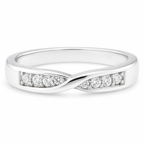 cleo modern modernist designer crossover round brilliant cut claw set diamond half eternity ring platinum gold