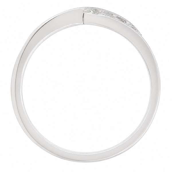 cleo modern modernist designer crossover round brilliant cut claw set diamond half eternity ring platinum gold