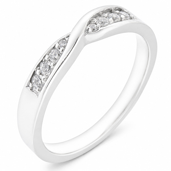 cleo modern modernist designer crossover round brilliant cut claw set diamond half eternity ring platinum gold