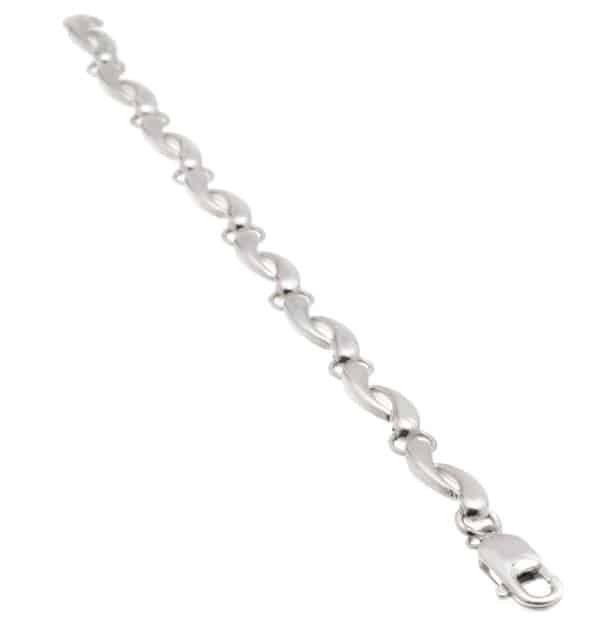 A filigree style bracelet with a modern design designer silver platinum gold