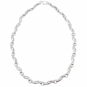 A filigree style necklet necklace modern design designer silver platinum gold