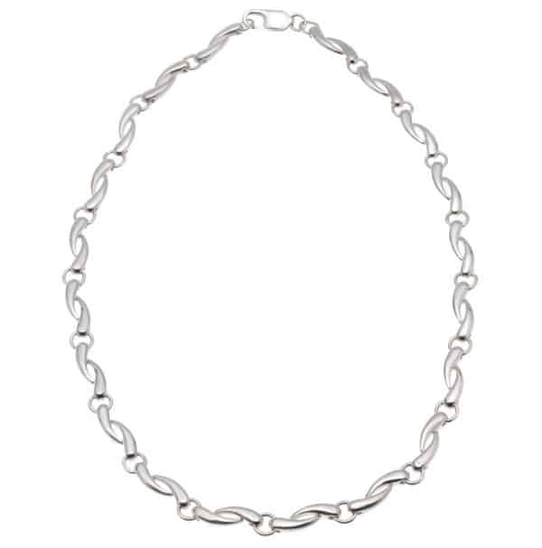A filigree style necklet necklace modern design designer silver platinum gold