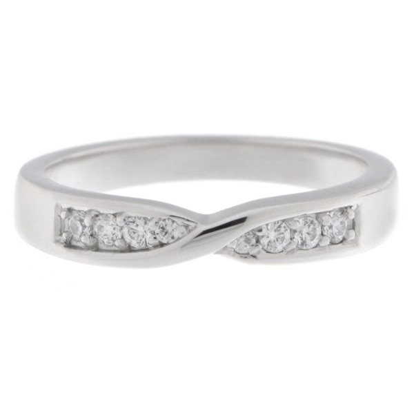 cleo modern modernist designer crossover round brilliant cut claw set diamond half eternity ring platinum gold