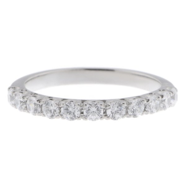 classic diamond half eternity ring u claw set round brilliant cut 0.05ct diamonds 2.5mm width platinum gold