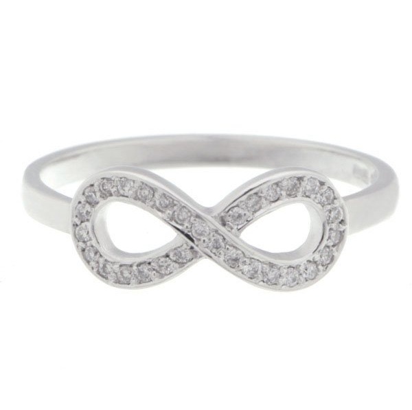 modern designer infinity symbol round brilliant cut diamond half eternity ring platinum gold