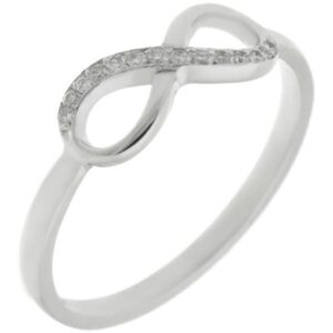 modern design infinity symbol round brilliant cut diamond half eternity ring platinum gold